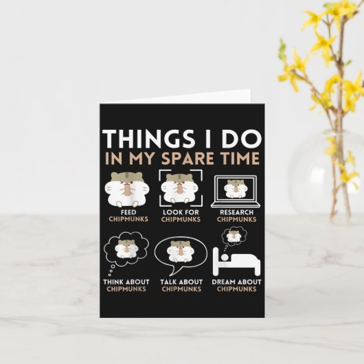 Things I Do In My Spare Time Chipmunk Lover Funny  カード (黄色い花)
