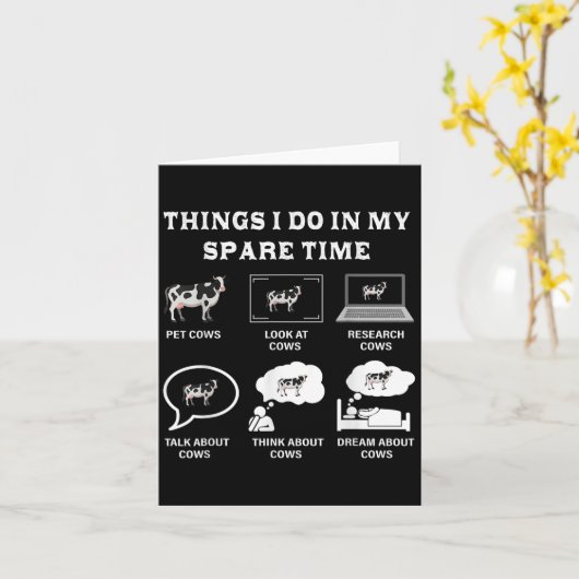 Things I Do In My Spare Time Cow Lover Farmer Cows カード (黄色い花)
