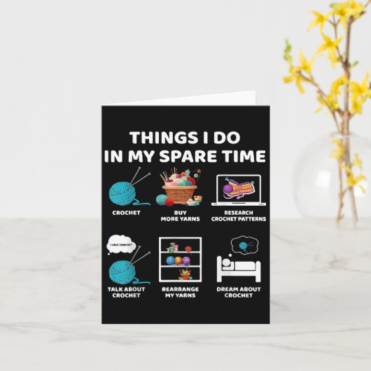Things I Do In My Spare Time Crochet Knitting Funn カード (黄色い花)