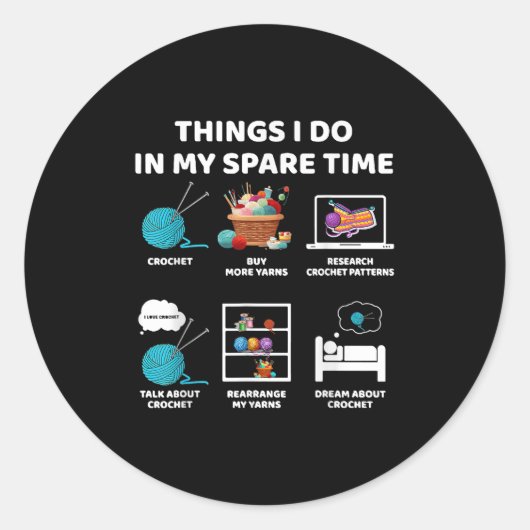 Things I Do In My Spare Time Crochet Knitting Funn ラウンドシール (正面)