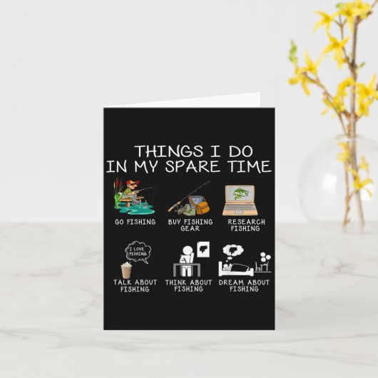 Things I Do In My Spare Time Fishing Rod Funny Fis カード (黄色い花)