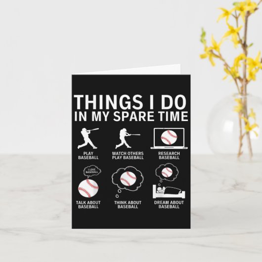 Things I Do In My Spare Time Funny Baseball Player カード (黄色い花)