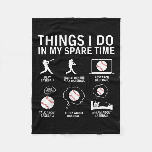 Things I Do In My Spare Time Funny Baseball Player フリースブランケット (正面)