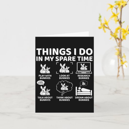 Things I Do In My Spare Time Funny Bunny Rabbit Lo カード (黄色い花)