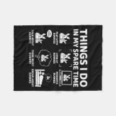 Things I Do In My Spare Time Funny Bunny Rabbit Lo フリースブランケット (正面(横))