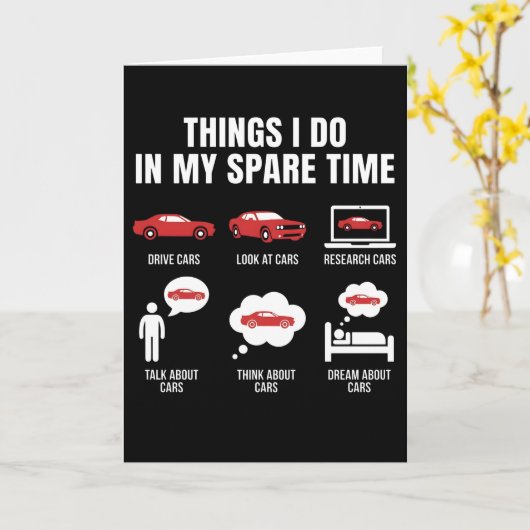 Things I Do in My Spare Time Funny Car Guy Car カード (黄色い花)