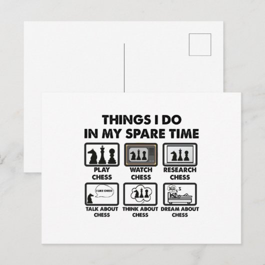 Things I Do In My Spare Time Funny Chess Player  ポストカード (正面/裏面)