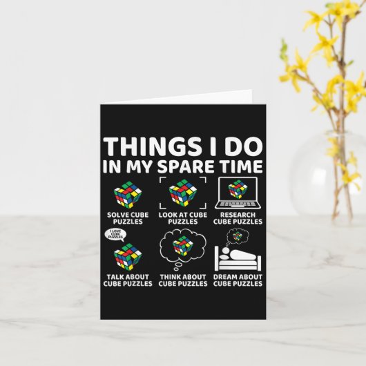 Things I Do In My Spare Time Funny Cube Puzzle Spe カード (黄色い花)