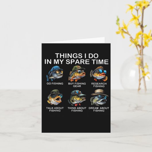 Things I Do In My Spare Time Funny Fishing  カード (黄色い花)