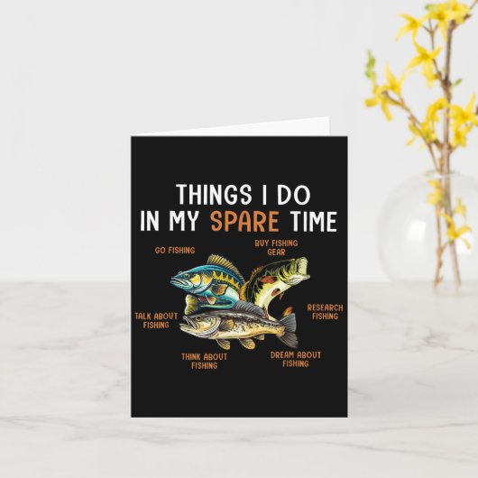 Things I Do In My Spare Time Funny Fishing Things カード (黄色い花)