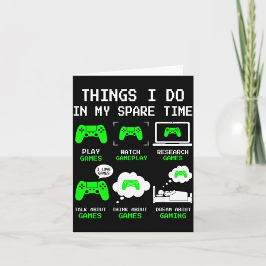 Things I Do In My Spare Time Gaming Funny Gamer Bo カード (正面)