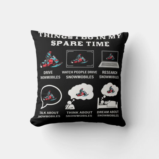 Things I Do In My Spare Time Snowmobiling クッション (正面)