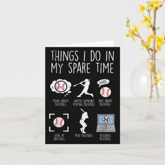 Things I Do Spare Time Baseball Funny Player Men W カード (黄色い花)