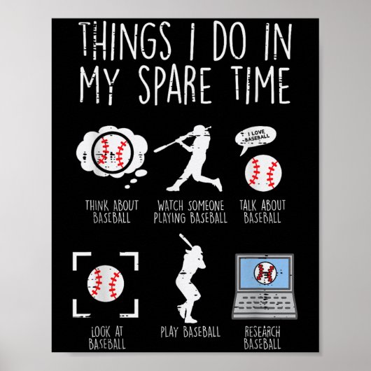 Things I Do Spare Time Baseball Funny Player Men W ポスター (正面)