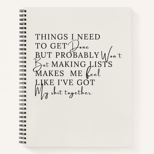 Things I need To Get Done But Probably Won't  ノートブック (正面)