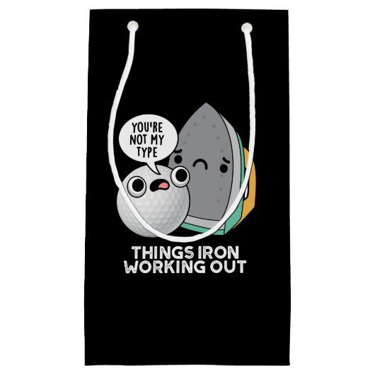 Things Iron おもしろい Working Out Iron Pun Dark BG スモールペーパーバッグ (正面)
