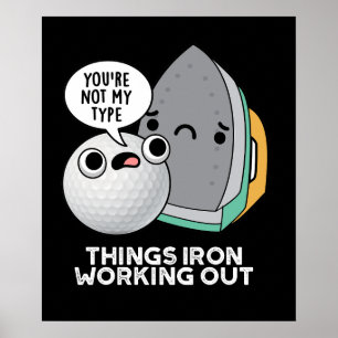 Things Iron おもしろい Working Out Iron Pun Dark BG ポスター