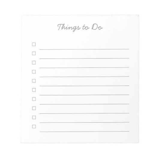 Things to Doチェックリスト – 40ページメモ帳 ノートパッド (正面)