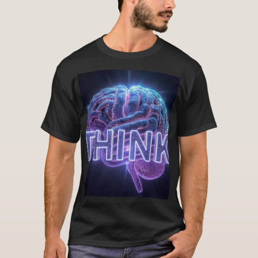 THINK ネオン脳ギフト - AI技術プログラマーマグ Tシャツ (正面)