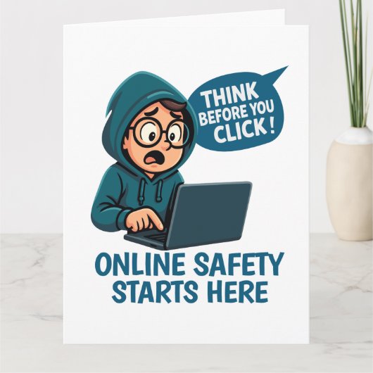 Think Before You Click - Online Safety Awareness サンキューカード (正面)