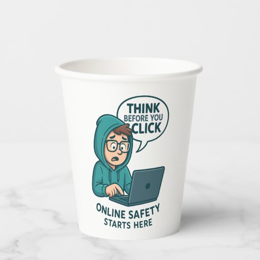 Think Before You Click - Online Safety Awareness 紙コップ (正面)