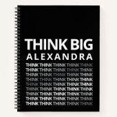 Think Big Typography Mindset Journal Black White  ノートブック (正面)