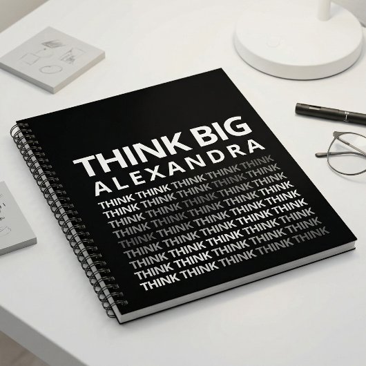 Think Big Typography Mindset Journal Black White  ノートブック