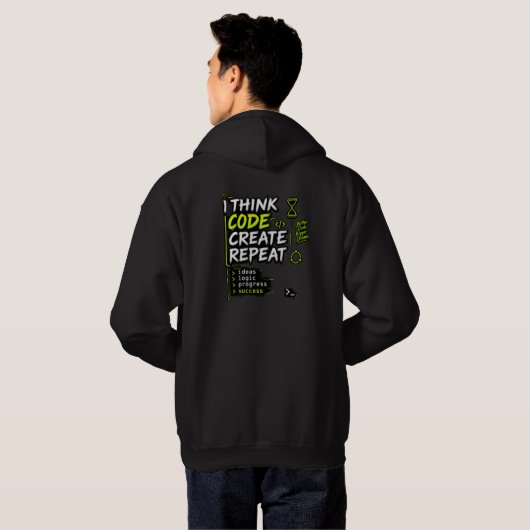Think Code Create Repeat Hoodie パーカ (裏面フル)