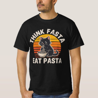 Think Fasta Eat Pasta Shirt – Funny Cat Pasta Love Tシャツ