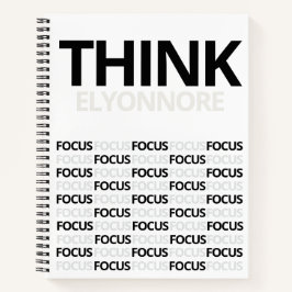 Think Focus - Modern Black And White Typography ノートブック