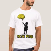 Think Free – Minimalist Brain Balloon Illustration Tシャツ (正面)