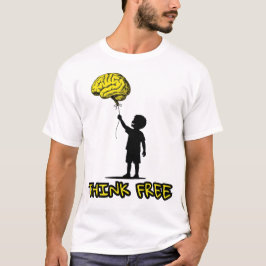 Think Free – Minimalist Brain Balloon Illustration Tシャツ