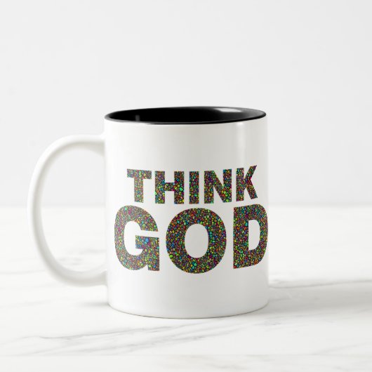 Think God Dieu Cadeau idée de cadeau ツートーンマグカップ (左)