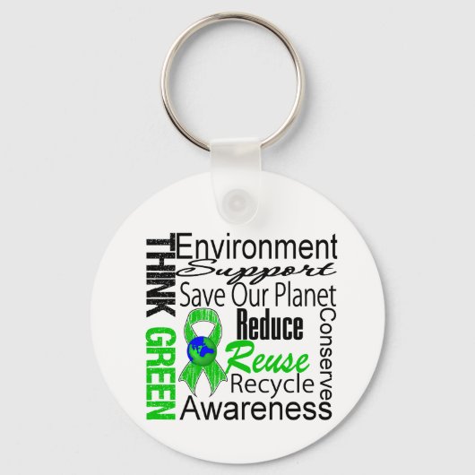 Think Green Environment Collage キーホルダー (正面)