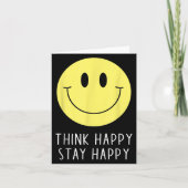 Think Happy Stay Happy Motivation Quote Yellow Smi カード (正面)