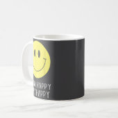 Think Happy Stay Happy Motivation Quote Yellow Smi コーヒーマグカップ (正面左)