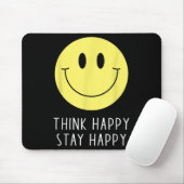 Think Happy Stay Happy Motivation Quote Yellow Smi マウスパッド (マウス)