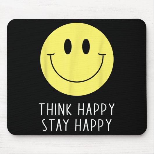 Think Happy Stay Happy Motivation Quote Yellow Smi マウスパッド (正面)