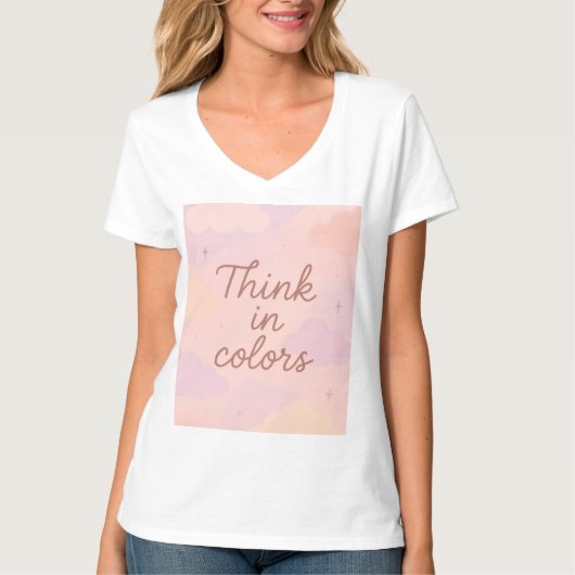 Think in Colors – Pastel Aesthetic Motivational Tシャツ (正面)