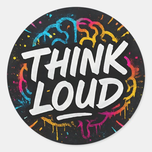 Think Loud – 落書きブレインステッカー ラウンドシール (正面)