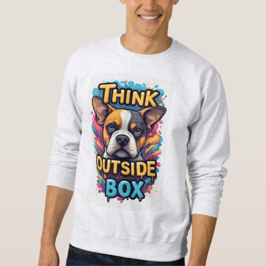 Think Outside The Box: Adorable Boxer Dog Portrait スウェットシャツ (正面)