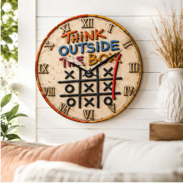 Think Outside the Box Classroom Decor ラージ壁時計
