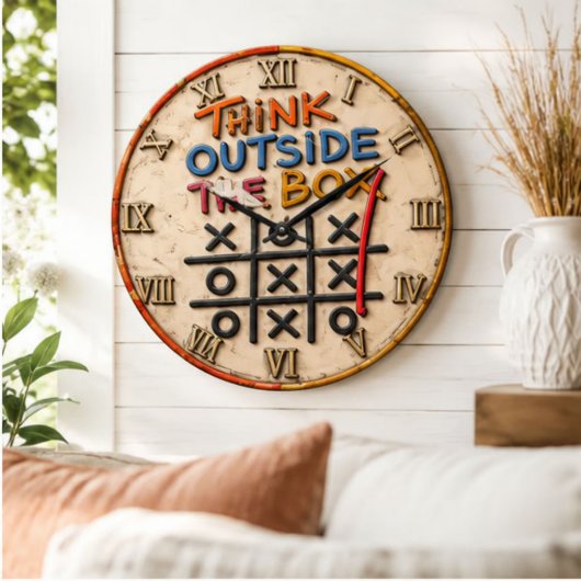 Think Outside the Box Classroom Decor ラージ壁時計