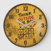Think Outside the Box Motivational Office Decor ラージ壁時計 (正面)