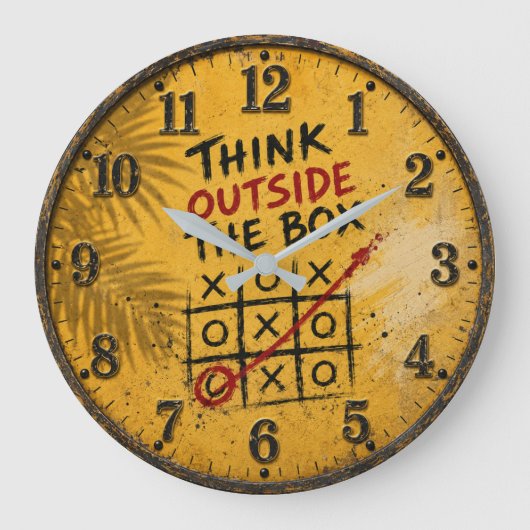 Think Outside the Box Motivational Office Decor ラージ壁時計 (正面)