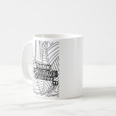 Think Positive – Motivational Line Art Mug コーヒーマグカップ (正面左)