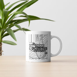 Think Positive – Motivational Line Art Mug コーヒーマグカップ