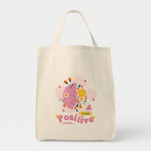 Think Positive Tote Bags トートバッグ (正面)