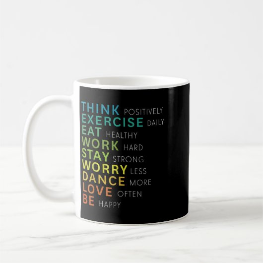 Think Sitive Affirmation Insrational Motivational  コーヒーマグカップ (左)