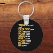 Think Sitively Exercise Daily Gym Workout Motivati キーホルダー (正面)